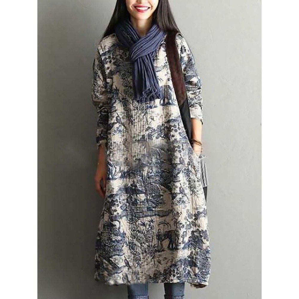 BUYKUD Wearable Art Cotton Dress Sz S\M Lagenlook Artsy Indi Scandi Art Teacher